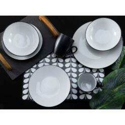 CreaTable Kombiservice »Cool Black«, (Set, 16 Tlg., Kaffeeservice Und Tafelservice Im Set, Für 4 Personen), Service, Coole Optik In Schwarz Weiß -Creatable c036c56ada67487c4f46a2870935577b