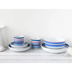 CreaTable Kombiservice »Coast Line«, (Set, 10 Tlg., Kaffeeservice Und Tafelservice Im Set, Für 2 Personen), Service, Mit Bänder-Dekor, Made In Europe -Creatable c84bd747e4803ca44238092b1370e89e