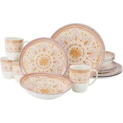 CreaTable Kombiservice »Majolika«, (Set, 16 Tlg., Kaffeeservice Und Tafelservice Im Set, Für 4 Personen), Service, Keramische Fliesenmotive