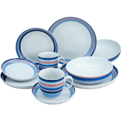 CreaTable Kombiservice »Coast Line«, (Set, 10 Tlg., Kaffeeservice Und Tafelservice Im Set, Für 2 Personen), Service, Mit Bänder-Dekor, Made In Europe