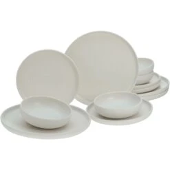 CreaTable Tafelservice »Uno«, (Set, 12 Tlg., Teller Set Für 4 Personen), Service, Seidenmatte Spezialglasur, Ausdrucksstarkes Relief -Creatable cf4c1f45f16f6e03296a7e5132e967c6