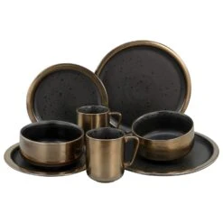 8-tlg. Kombiservice Modern Industrial In Schwarz/Gold