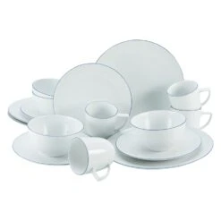 CreaTable Enjoy Blue Line Kombiservice 16 Teilig In Weiß