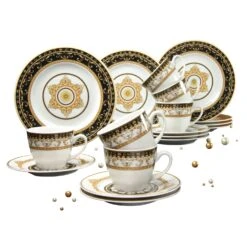 CreaTable Majestosa Kaffeeservice 18 Teilig In Schwarz
