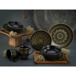 CreaTable Mandala Kombiservice 8 Teilig In Schwarz/Gold -Creatable creatable creatable mandala kombiservice 8 teilig in schwarz gold 1