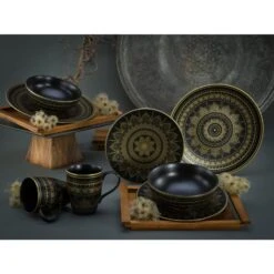 CreaTable Mandala Kombiservice 8 Teilig In Schwarz/Gold -Creatable creatable creatable mandala kombiservice 8 teilig in schwarz gold 3