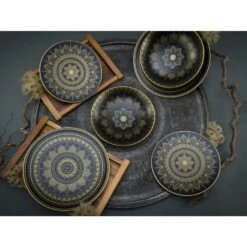 CreaTable Mandala Teller Set 12 Teilig In Schwarz/Gold -Creatable creatable creatable mandala teller set 12 teilig in schwarz gold 2
