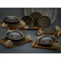 CreaTable Mandala Teller Set 12 Teilig In Schwarz/Gold -Creatable creatable creatable mandala teller set 12 teilig in schwarz gold 3