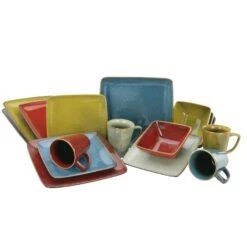 CreaTable Retro Style Glasuren Kombiservice 16 Teilig In Mehrfarbig