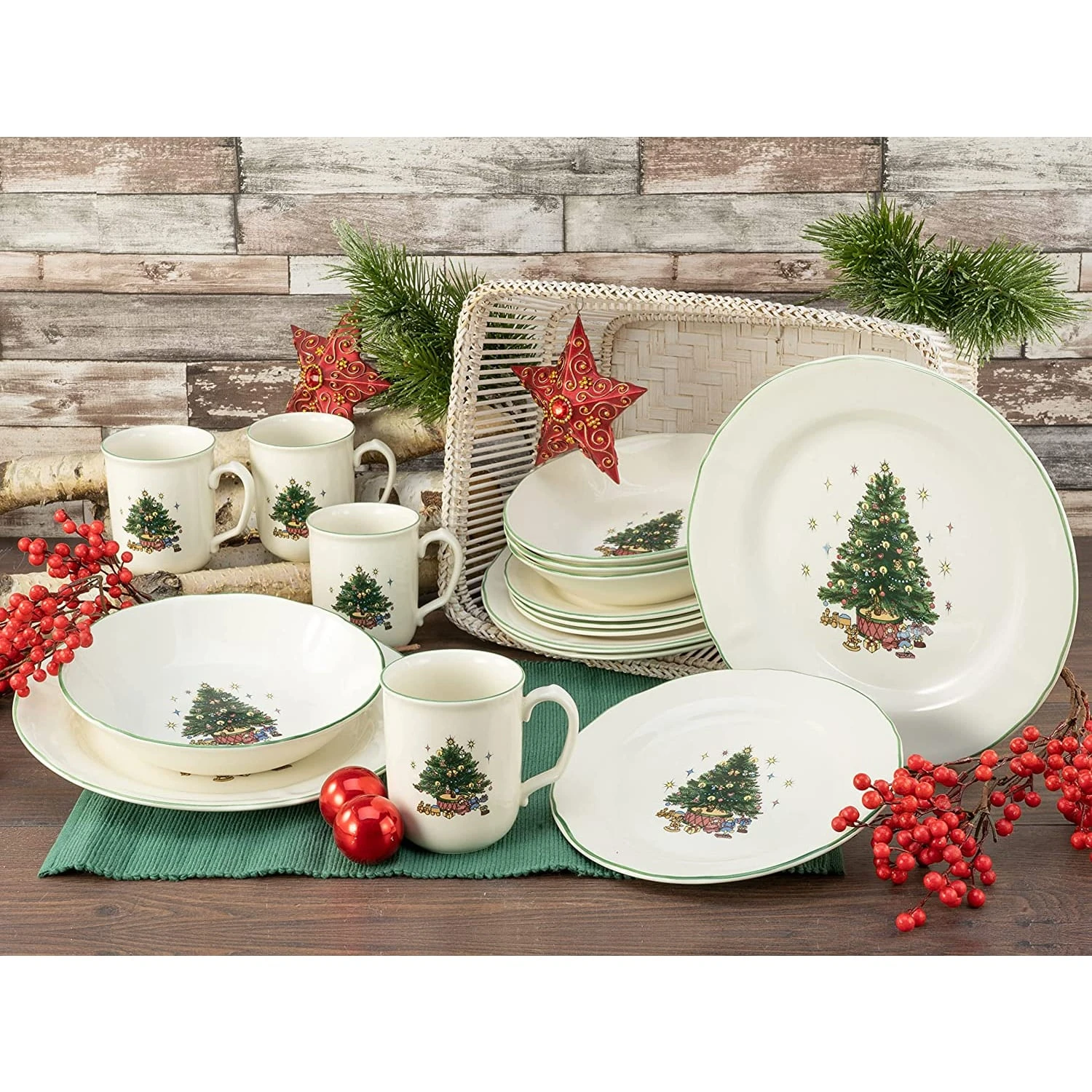 CreaTable Tannenbaum Kombiservice 16 teilig in Creme/Grün CreaTable Tannenbaum Kombiservice 16 Teilig In Creme/Grün -Creatable creatable creatable tannenbaum kombiservice 16 teilig in creme grun 1