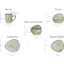 CreaTable Kombiservice »Cloudy«, (Set, 10 Tlg., Kaffeeservice Und Tafelservice Im Set, Für 2 Personen), Service, Moderne, Organische Und Unregelmäßige Form -Creatable e0ccef239adbbd4870aec61188104bba