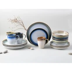 CreaTable Kombiservice »Cascade«, (Set, 16 Tlg., Kaffeeservice Und Tafelservice Im Set, Für 4 Personen), Service, Nostalgische Spezialglasuren -Creatable e5ad966468281becbac4edbb3fe59c47