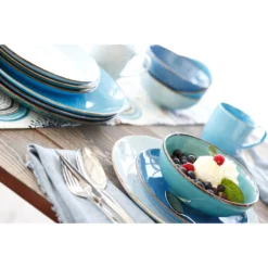 CreaTable Kombiservice »NATURE COLLECTION Aqua«, (Set, 16 Tlg., Kaffeeservice Und Tafelservice Im Set, Für 4 Personen), Service, Trendaktuelle Blau-Töne -Creatable ed1f234bf0d263193d738b92cdf696f4