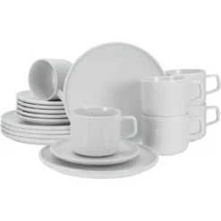 CreaTable Kaffeeservice »Chef Collection«, (Set, 18 Tlg., Kaffeegeschirr Für 6 Personen), Service, Weiß, Flache Und Große Teller, Nordisches Design