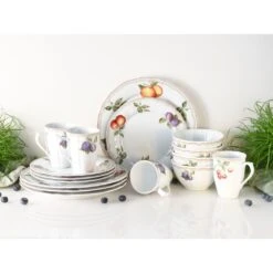 CreaTable Kombiservice »Flora Orchard«, (Set, 16 Tlg., Kaffeeservice Und Tafelservice Im Set, Für 4 Personen), Service, Porzellan, Nostalgischer Manufakturstil, Made In Europe -Creatable f61cd06dcc619a3011ef076b557977a6