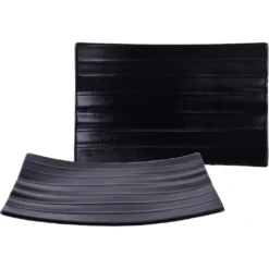 CreaTable Servierplatte »Banana Leaf«, (Set, 2 Tlg.), Servier Set, Schwarz, Topaktueller „Street Food“ Trend