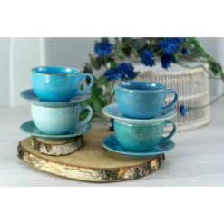 CreaTable Cappuccinotasse »Kaffeetasse NATURE COLLECTION Aqua«, (Set, 8 Tlg.), Tassen Set, Aktuelle Blautöne Mit Sprenkel, 4 Tassen, 4 Untertassen 4 CreaTable Cappuccinotasse »Kaffeetasse NATURE COLLECTION Aqua«, (Set, 8 Tlg.), Tassen Set, Aktuelle Blautöne Mit Sprenkel, 4 Tassen, 4 Untertassen -Creatable fb6a4f0985b3332b98f207a26dc99015