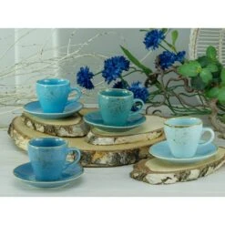 CreaTable Espressotasse »Kaffeetasse NATURE COLLECTION Aqua«, (Set, 8 Tlg.), Tassen Set, Aktuelle Blautöne Mit Sprenkel, 4 Tassen, 4 Untertassen 4 CreaTable Espressotasse »Kaffeetasse NATURE COLLECTION Aqua«, (Set, 8 Tlg.), Tassen Set, Aktuelle Blautöne Mit Sprenkel, 4 Tassen, 4 Untertassen -Creatable fef43395baa2c9e0eec9d295ab410130